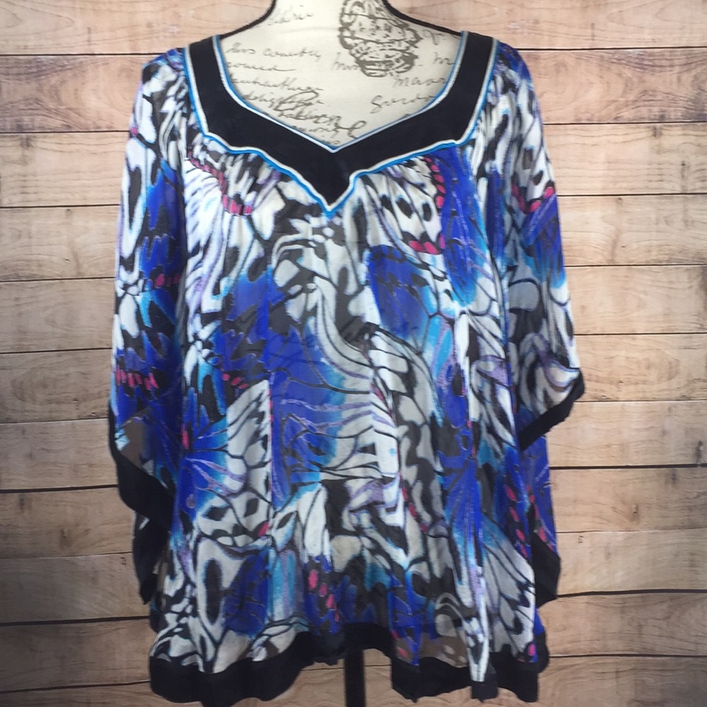 Bebe Silk Poncho Blue Butterfly 🦋 XS-S